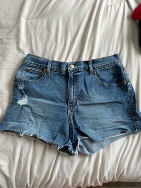 Signature by Levi Strauss Blue Distressed Denim Cutoff Shorts